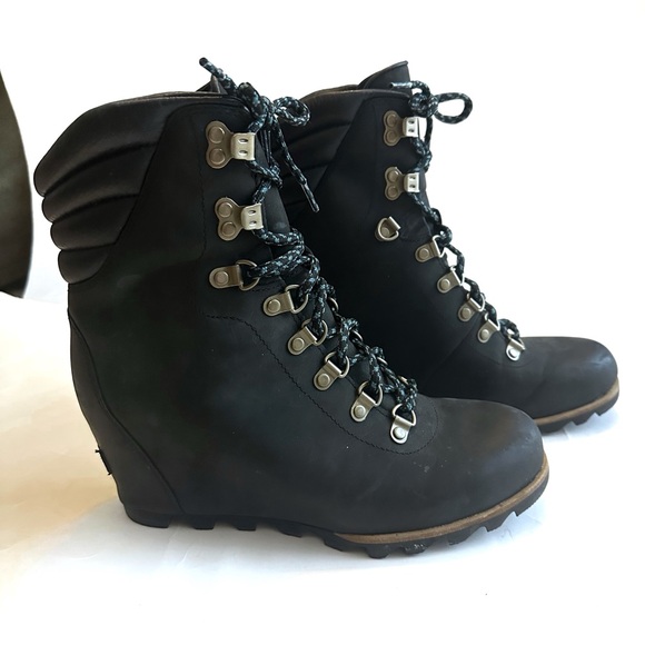 Sorel Conquest Waterproof Wedge Boots Leather Women's Black size 9.5 - Picture 9 of 14